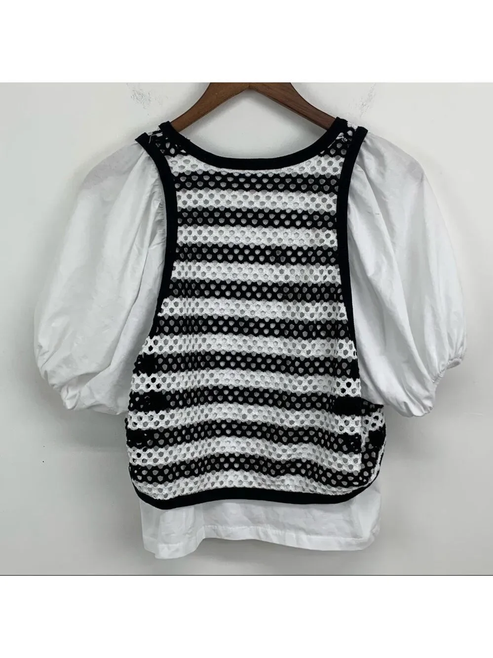 ZARA 2 in 1 Combination Short Balloon Sleeves Top w/ Vest. - Picture 9 of 12